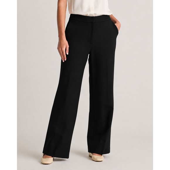 Quince Pants - Quince Women's Ultra Stretch Ponte Trouser black sz 12 wide leg office workwear